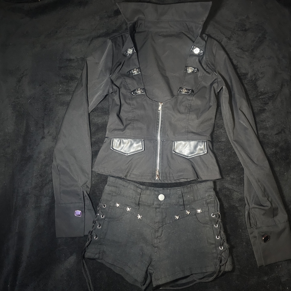 Goth Top & Shorts Set